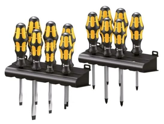 WERA Screwdriver Set in Rack, with impact cap No. 932/6, 6-piece, slot and PH cross slot – to the product page on tooler.eu/en